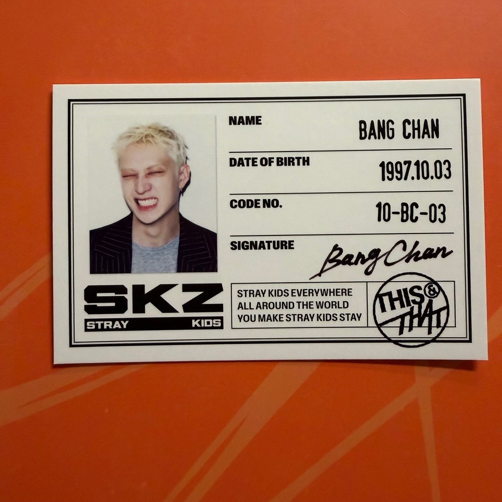 STRAY KIDS BANGCHAN This & That ID Card